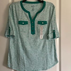 Croft & Barrow Elbow Length Sleeve - Henley Style Neckline - Size M - NWT